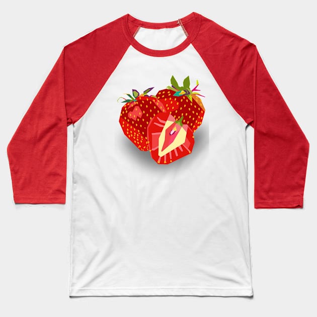 strawberry pop art Baseball T-Shirt by cool pop art house